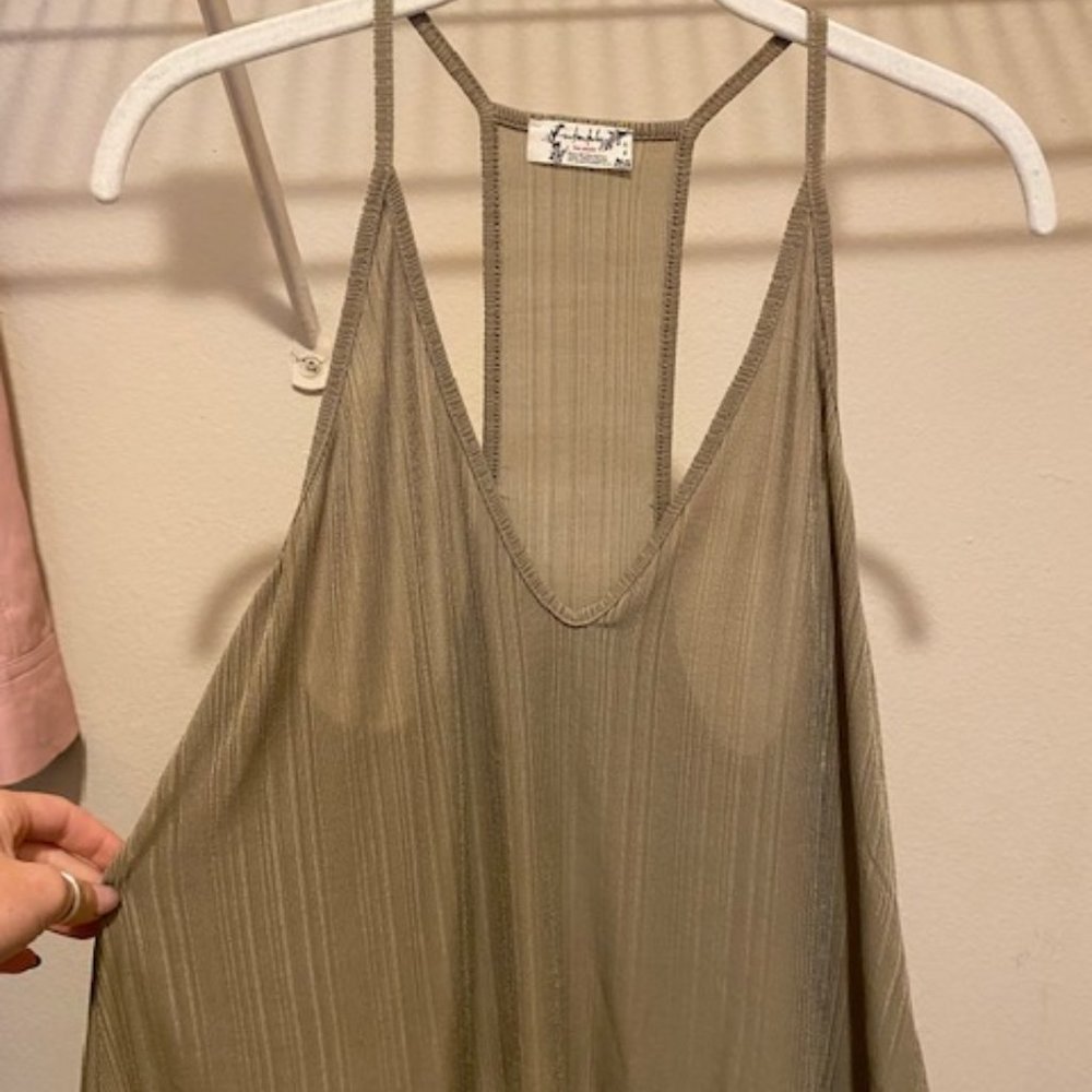 Free People Dress Tank in Tan Army Green